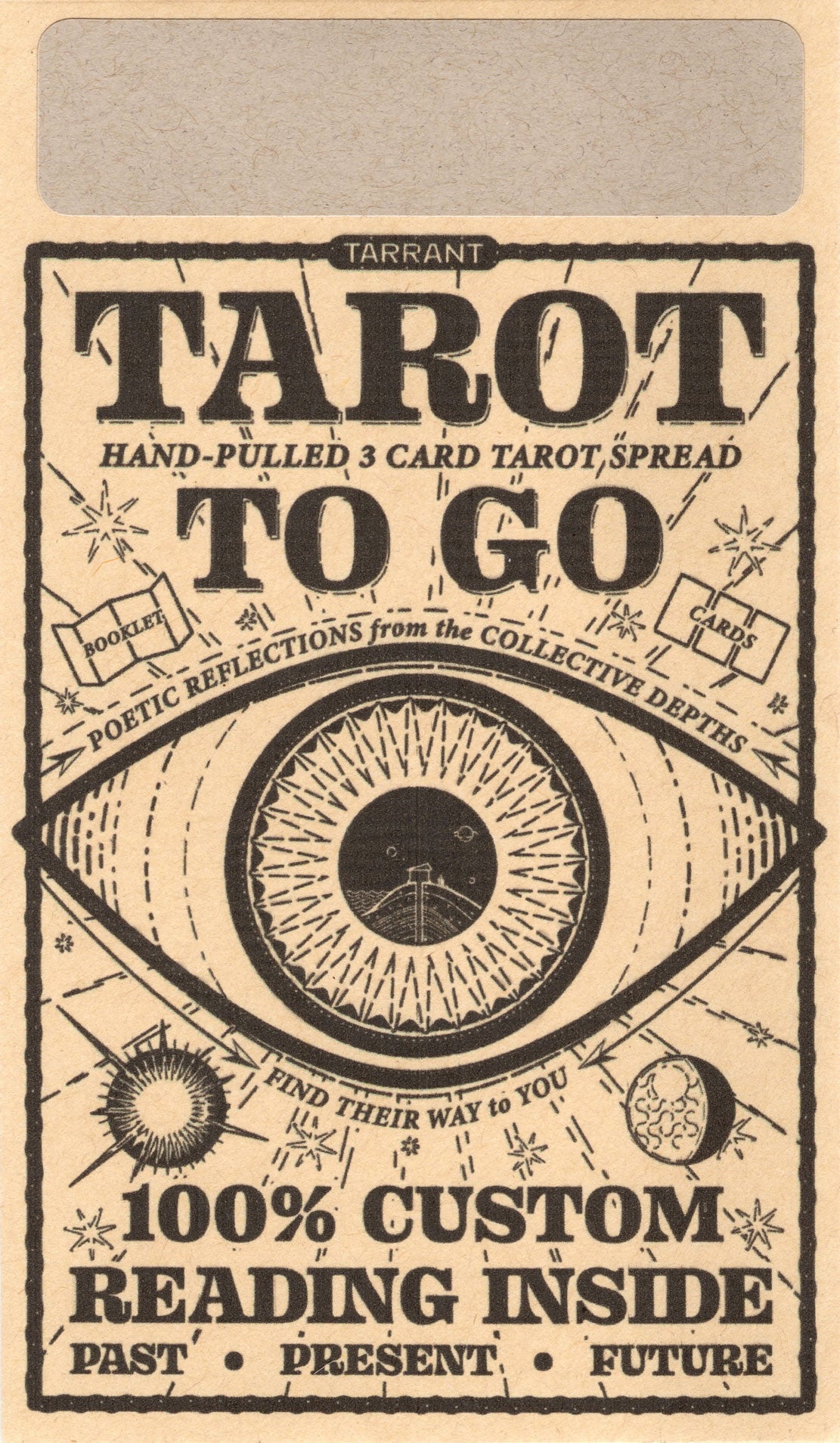 Tarot To Go — a sealed envelope containing a hand-pulled 3-card tarot reading